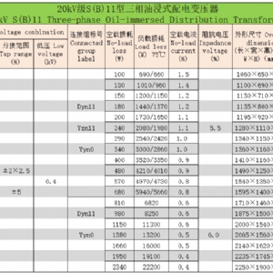 20kV級(jí)S(B)系列三相油浸式配電變壓器