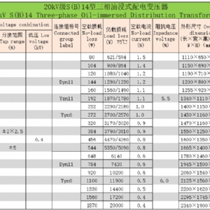 20kV級S(B)系列三相油浸式配電變壓器